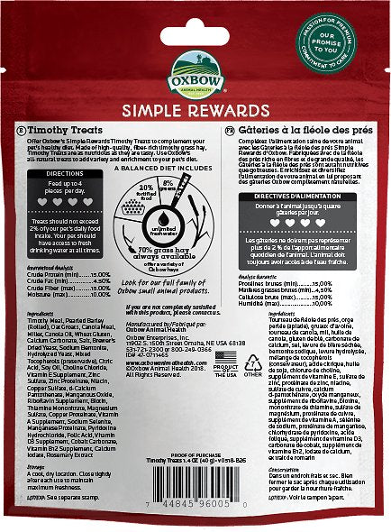 Oxbow Simple Rewards Timothy Small Animal Treats