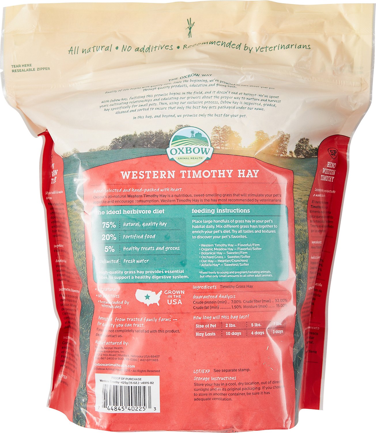 Oxbow Western Timothy Hay Small Animal Food