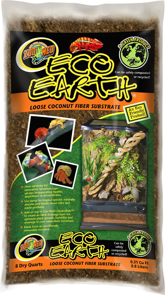 Zoo Med Eco Earth Loose Coconut Fiber Reptile Substrate 8qt
