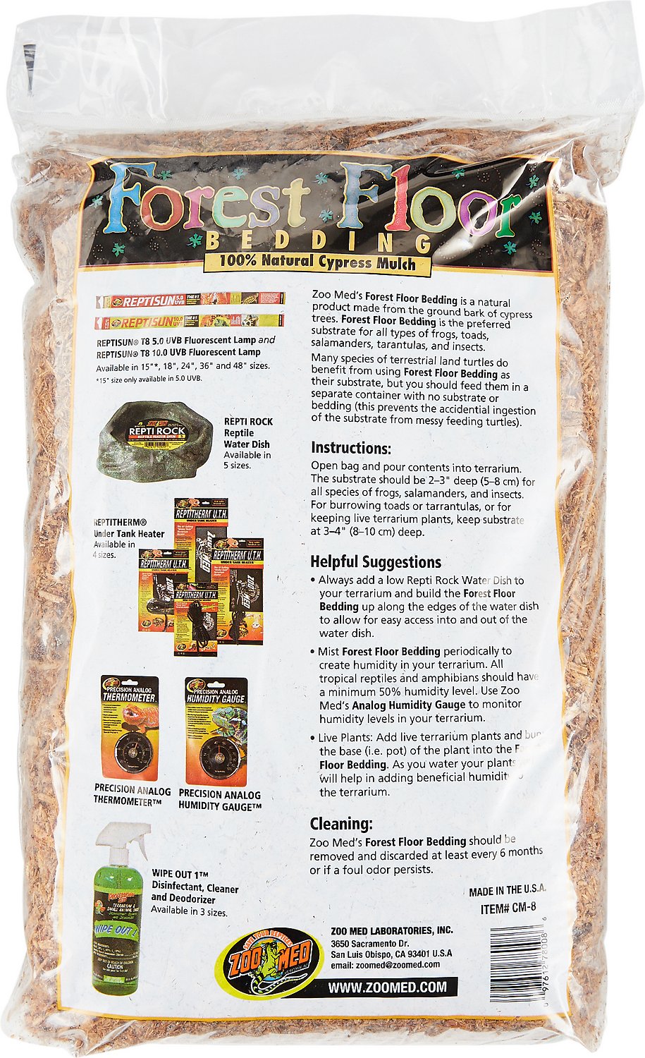 Zoo Med Forest Floor Natural Cypress Mulch Reptile Bedding 8qt