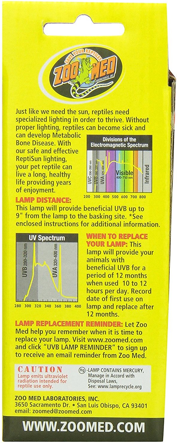 Zoo Med ReptiSun 10.0 UVB Compact Fluorescent Mini Reptile Lamp, 13-Watt