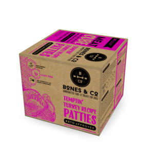 BONES & CO DOG TURKEY PATTIES BULK BOX FROZEN 18LB