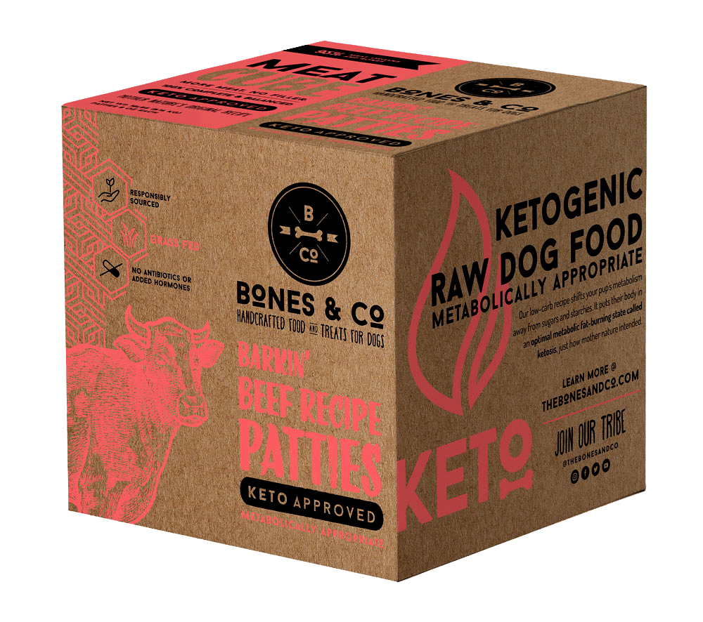 BONES & CO DOG BEEF PATTIES BULK BOX FROZEN 18LB