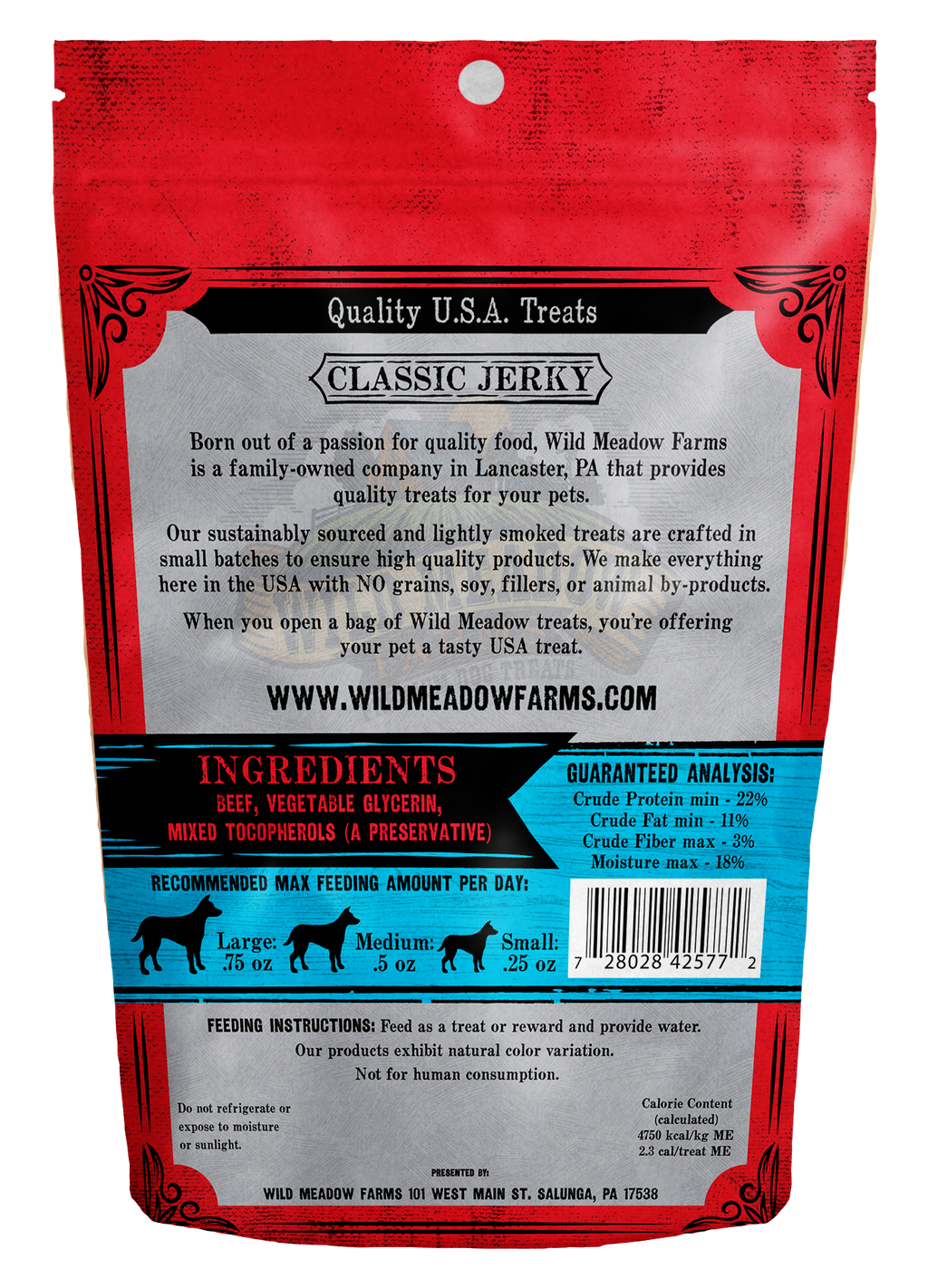 Wild Meadow Farms - Classic Beef Minis - USA Made Soft Jerky Training Treats for Dogs- 4oz