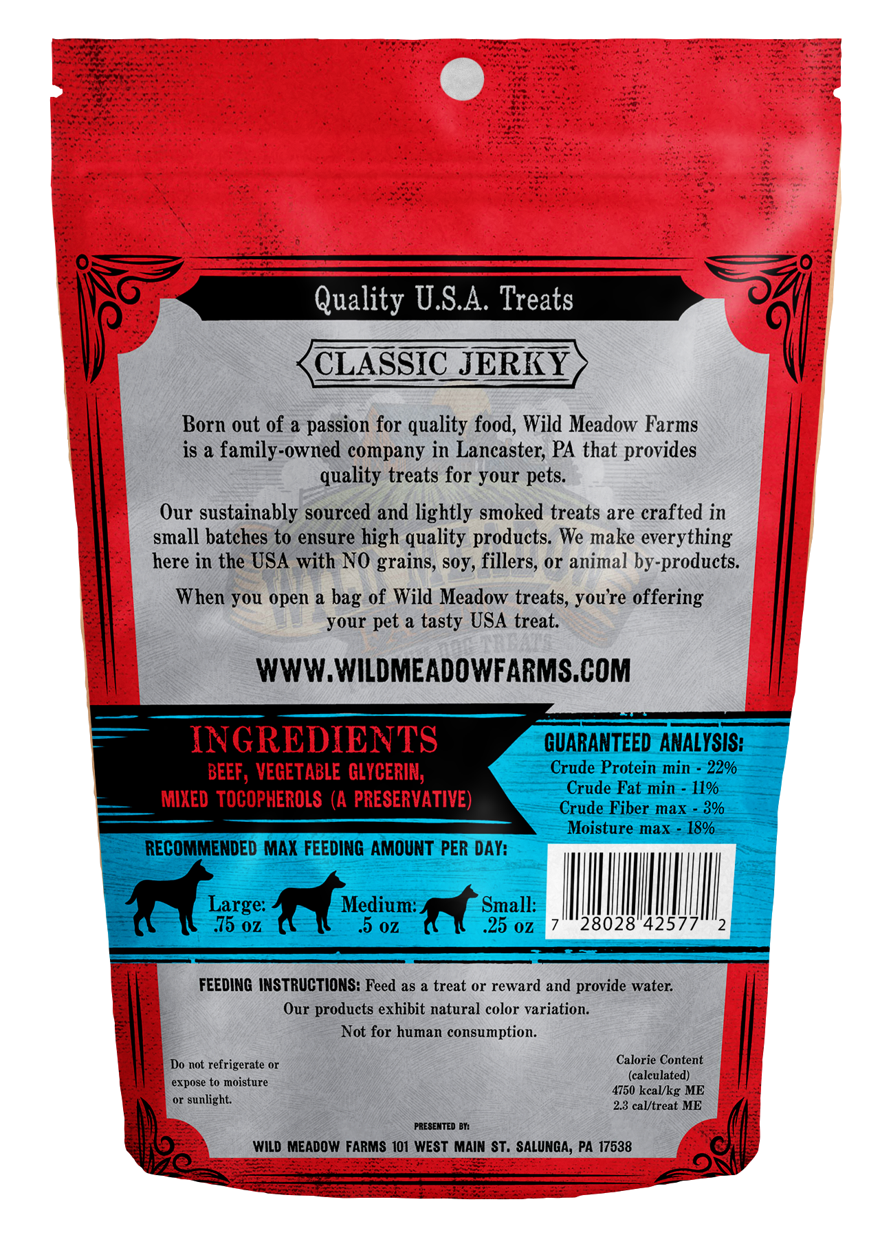 Wild Meadow Farms - Classic Beef Minis - USA Made Soft Jerky Training Treats for Dogs- 4oz