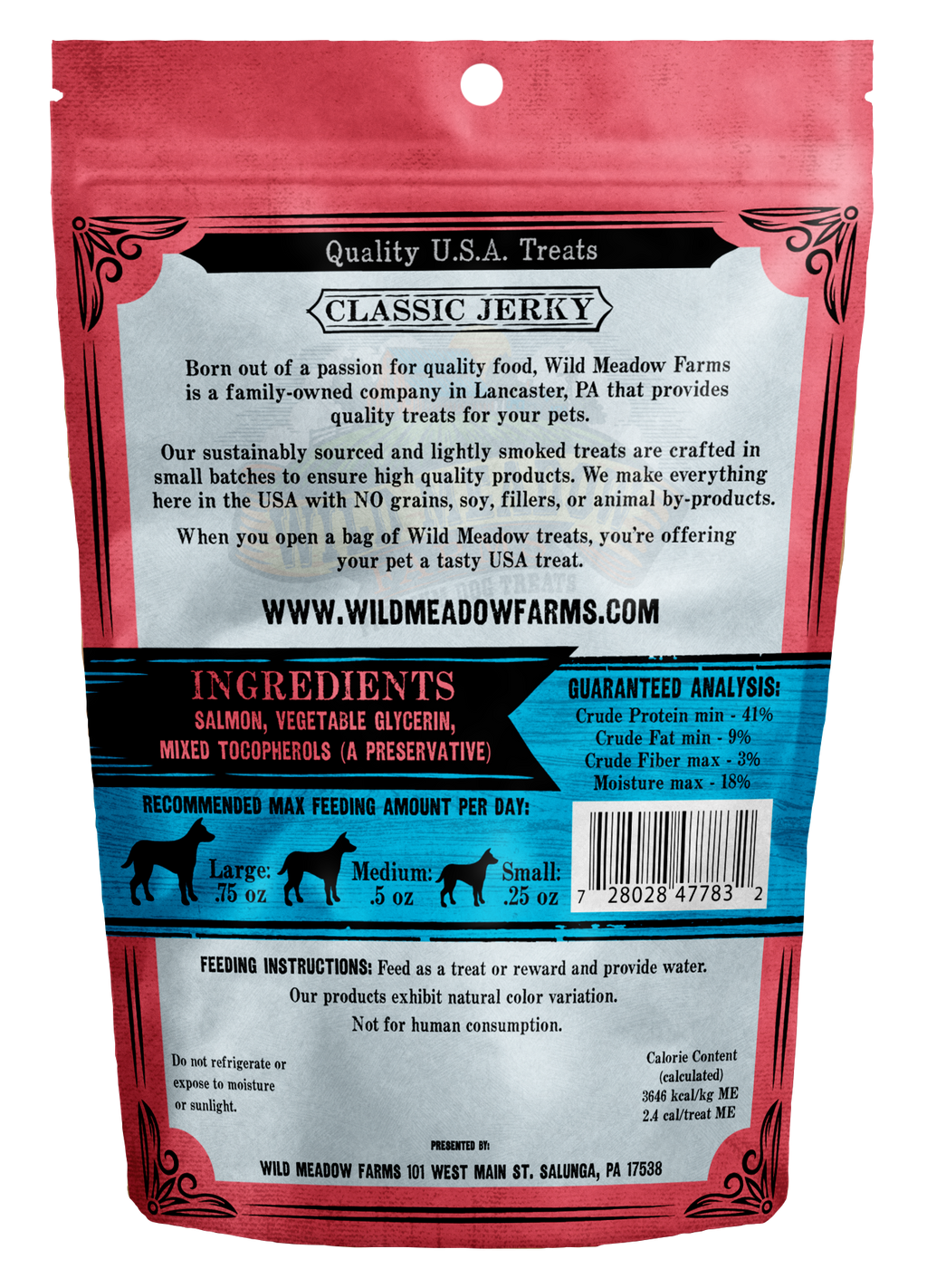 Wild Meadow Farms - Classic Salmon Minis - USA Made Soft Jerky Training Treats for Dogs- 3.5oz