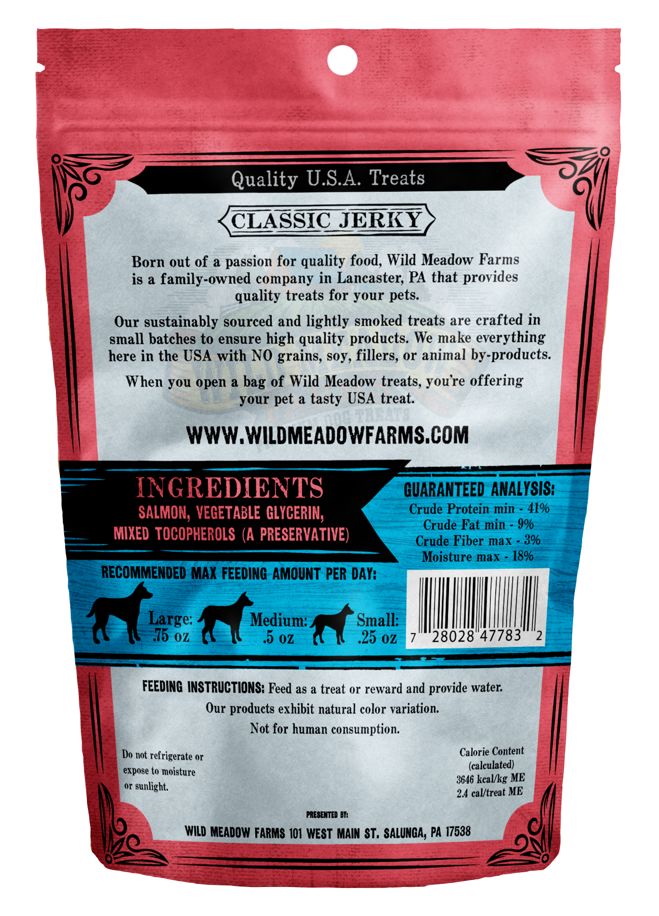 Wild Meadow Farms - Classic Salmon Minis - USA Made Soft Jerky Training Treats for Dogs- 3.5oz