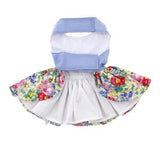 Blue and White Pastel Pearls Floral Dog Dress with Matching Leash