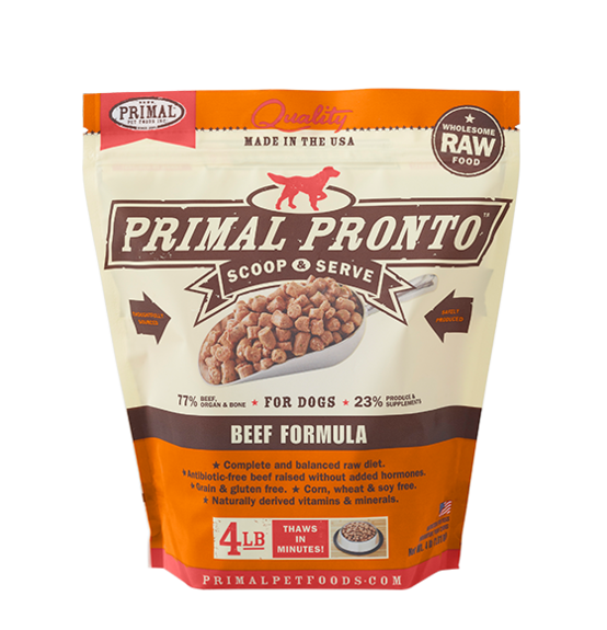 Primal Pronto Beef Formula Raw Dog Food 4lb