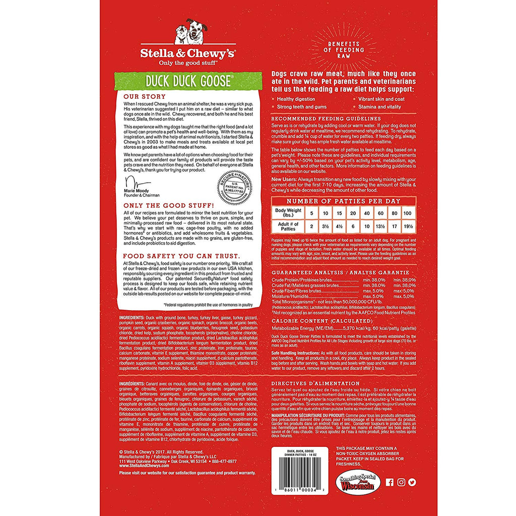 Stella & Chewy's Duck Dinner Patties Freeze-Dried Raw Dog Food 5.5z
