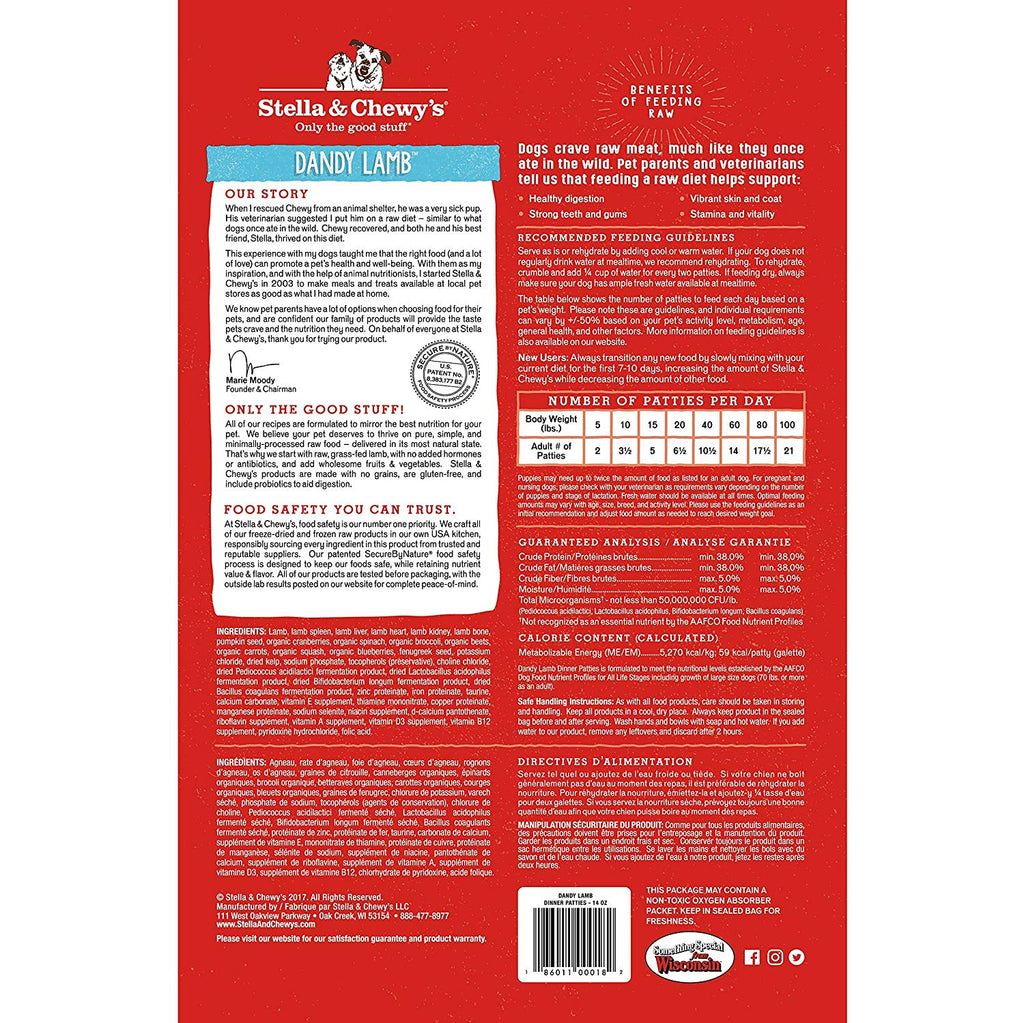 Stella & Chewy's Lamb Dinner Patties Freeze-Dried Raw Dog Food 5.5z