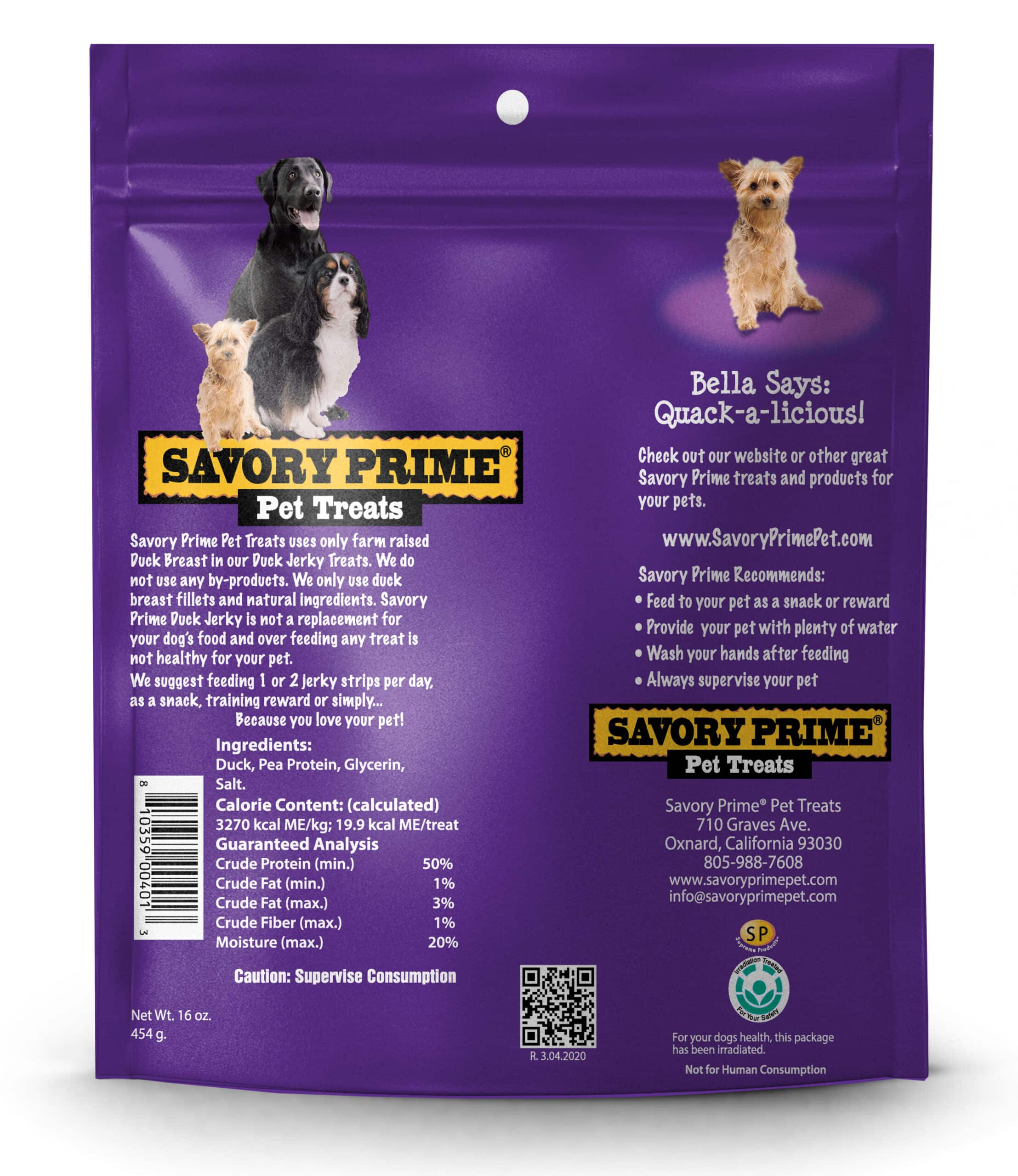 Savory Prime Duck Jerky Dog Treats 1lb