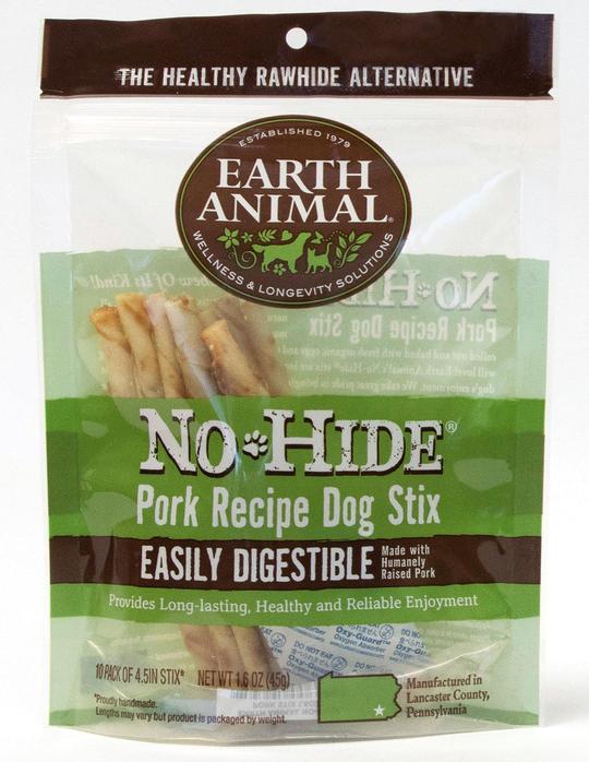 Earth Animal No-Hide Pork Recipe Stix Dog Treats, 10 Pack