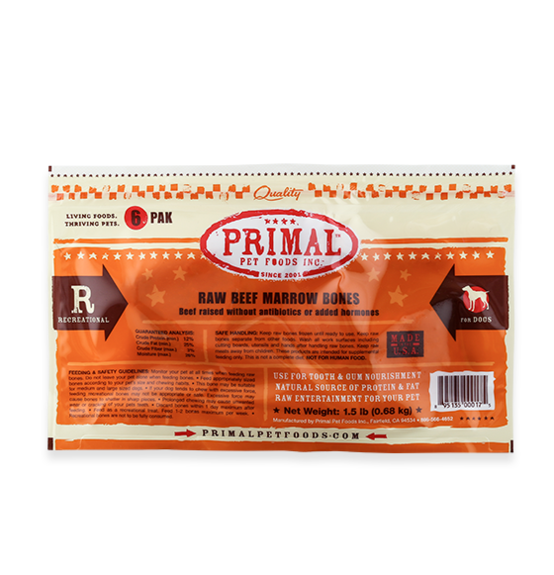 Primal Raw Recreational Beef Marrow Bones