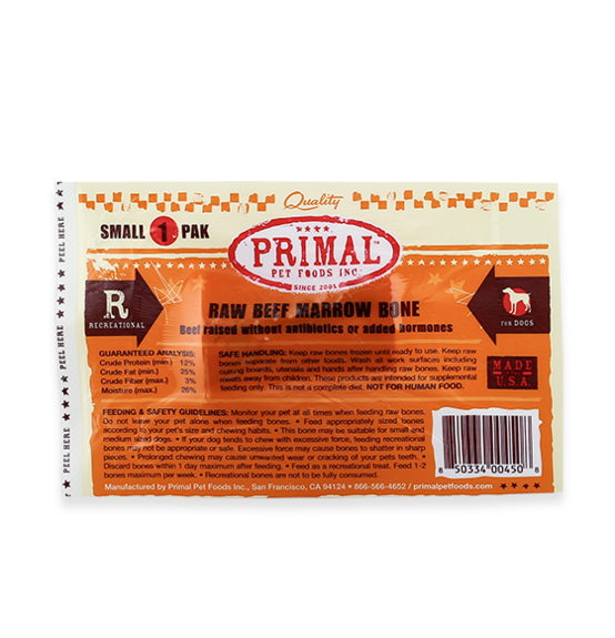 Primal Raw Recreational Beef Marrow Bone