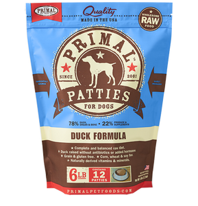 PRIMAL DOG DUCK PATTIES FROZEN 6LB