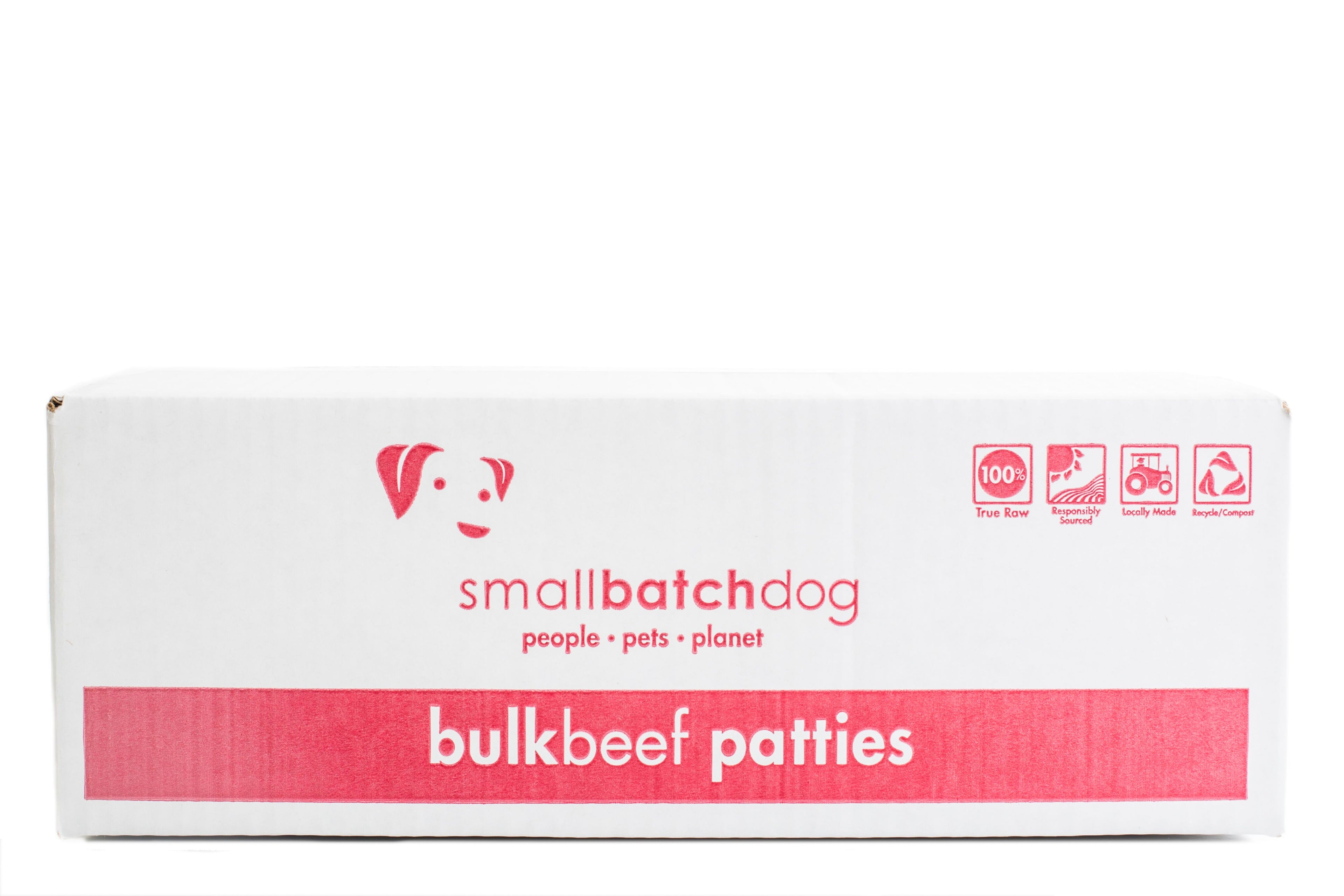SMALLBATCH DOG BEEF BATCH BULK PATTIES 18 LB FROZEN 36/CS