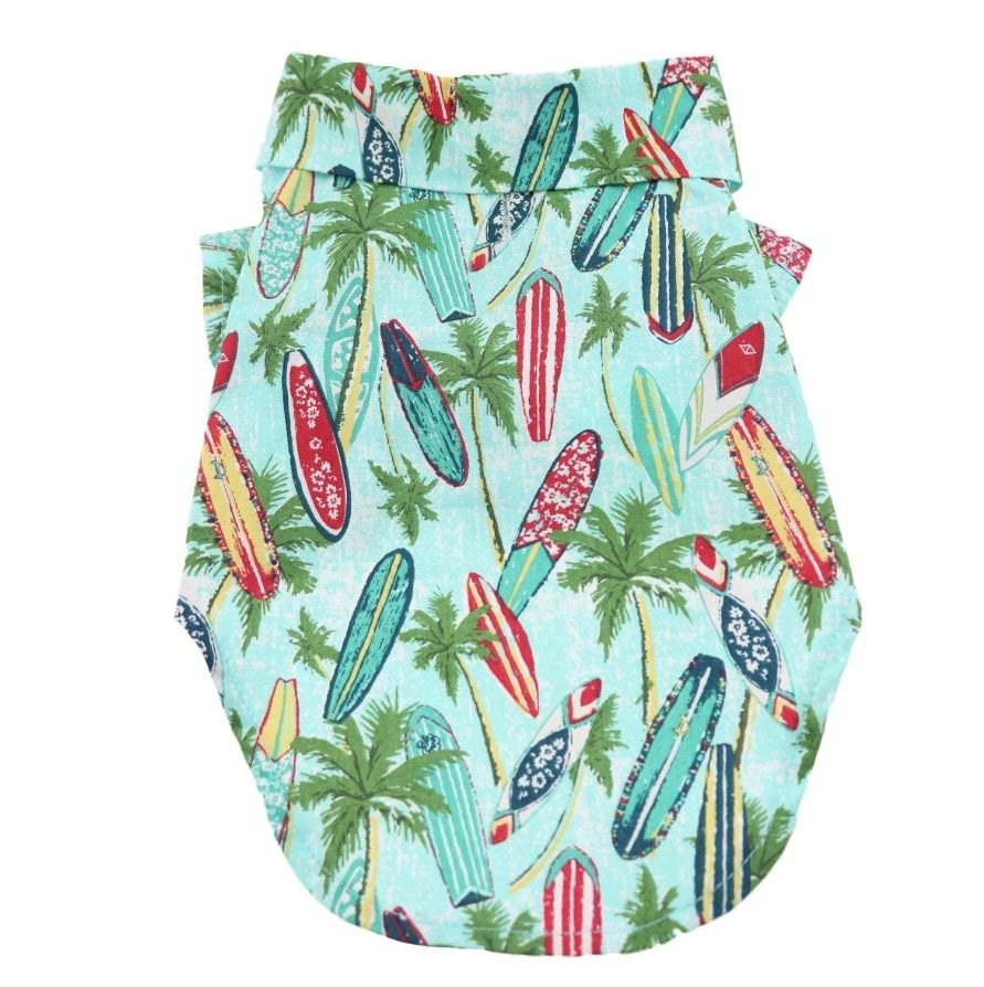 Hawaiian Surfboards and Palms Dog Shirt
