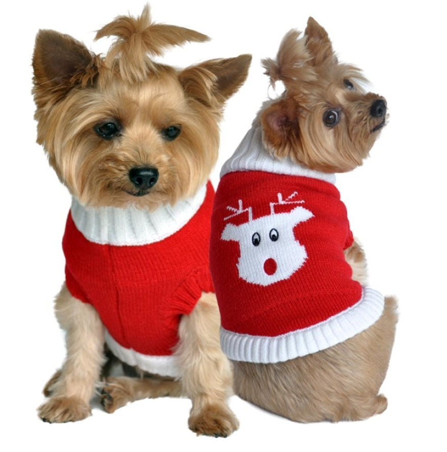 Red Rudolph Holiday Dog Sweater