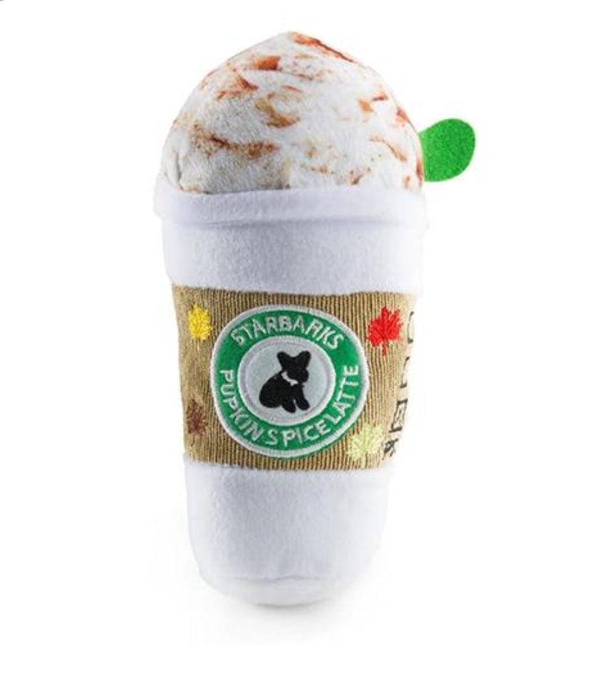 Pumpkin Spice Latte Starbarks Coffe w Straw Dog Toy Pet Empire and Supplies