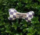 Checker Chewy Vuiton Paris Bone Dog Toy