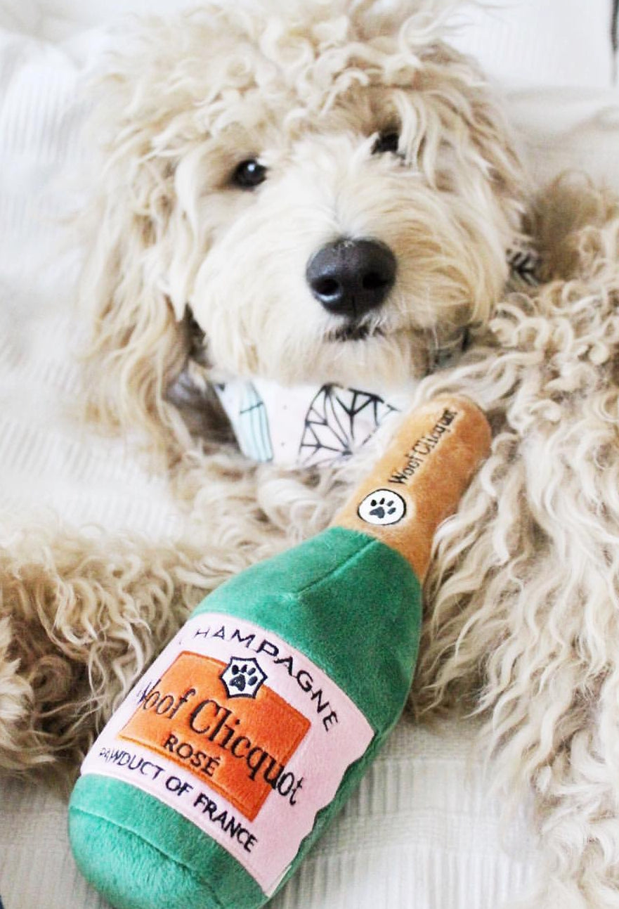 Dog Toy - Woof Clicquot Rose' Champagne Bottle Small Dog Toy - Woof Clicquot Rose' Champagne Bottle Small