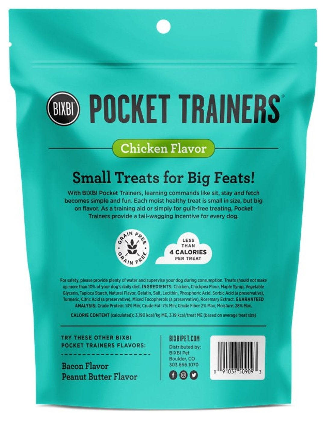 BIXBI Pocket Trainers Chicken Flavor Grain-Free Dog Treats, 6-oz bag