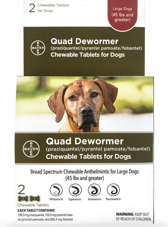 Bayer Quad Large Dog De-Wormer, 2-count