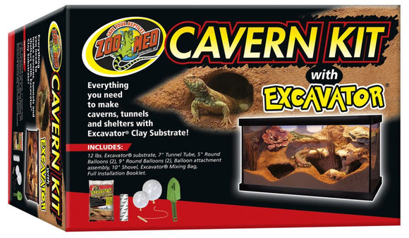 ZooMed Cavern Kit with Excavator® Clay Burrowing Substrate