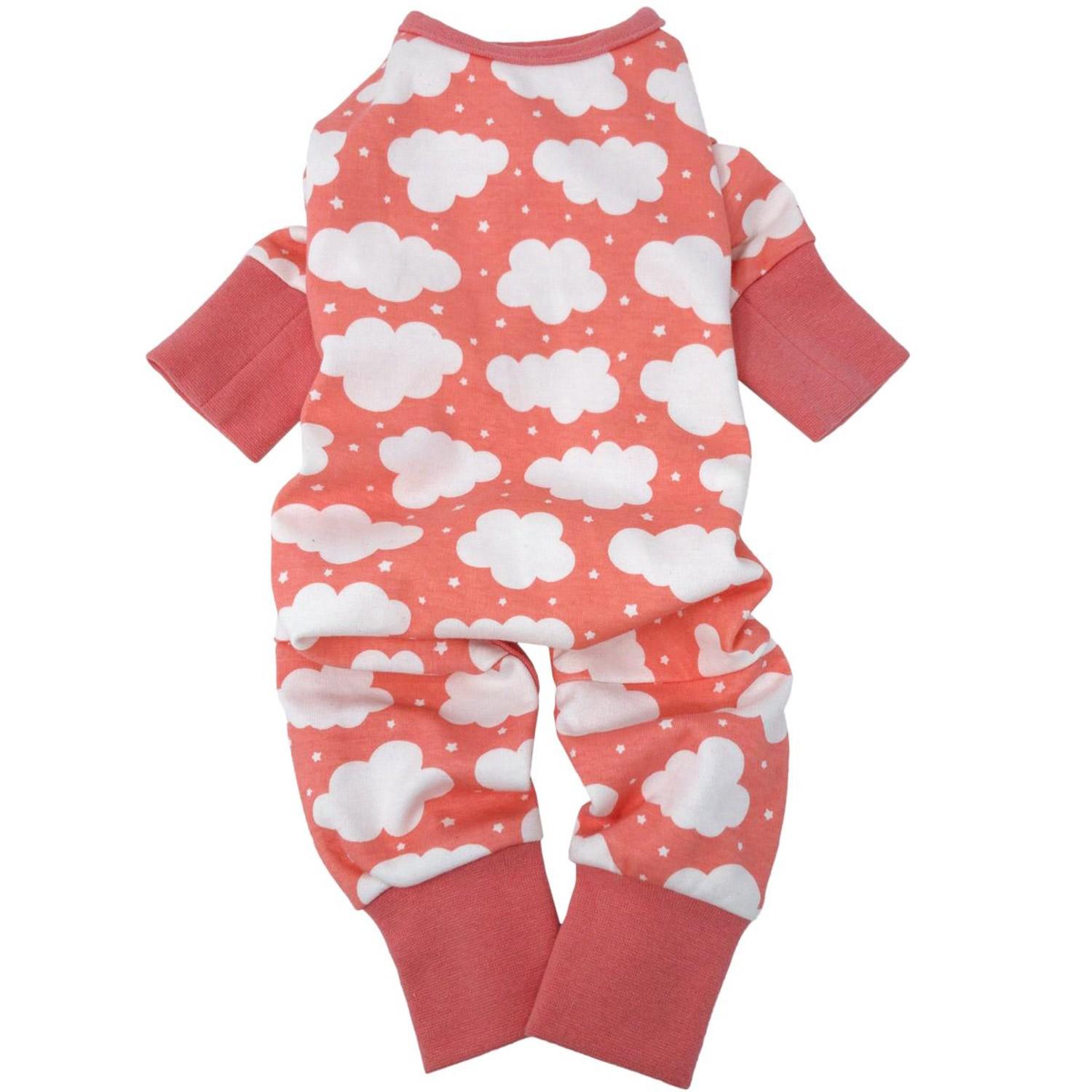 CuddlePup Dog Pajamas - Coral Fluffy Clouds