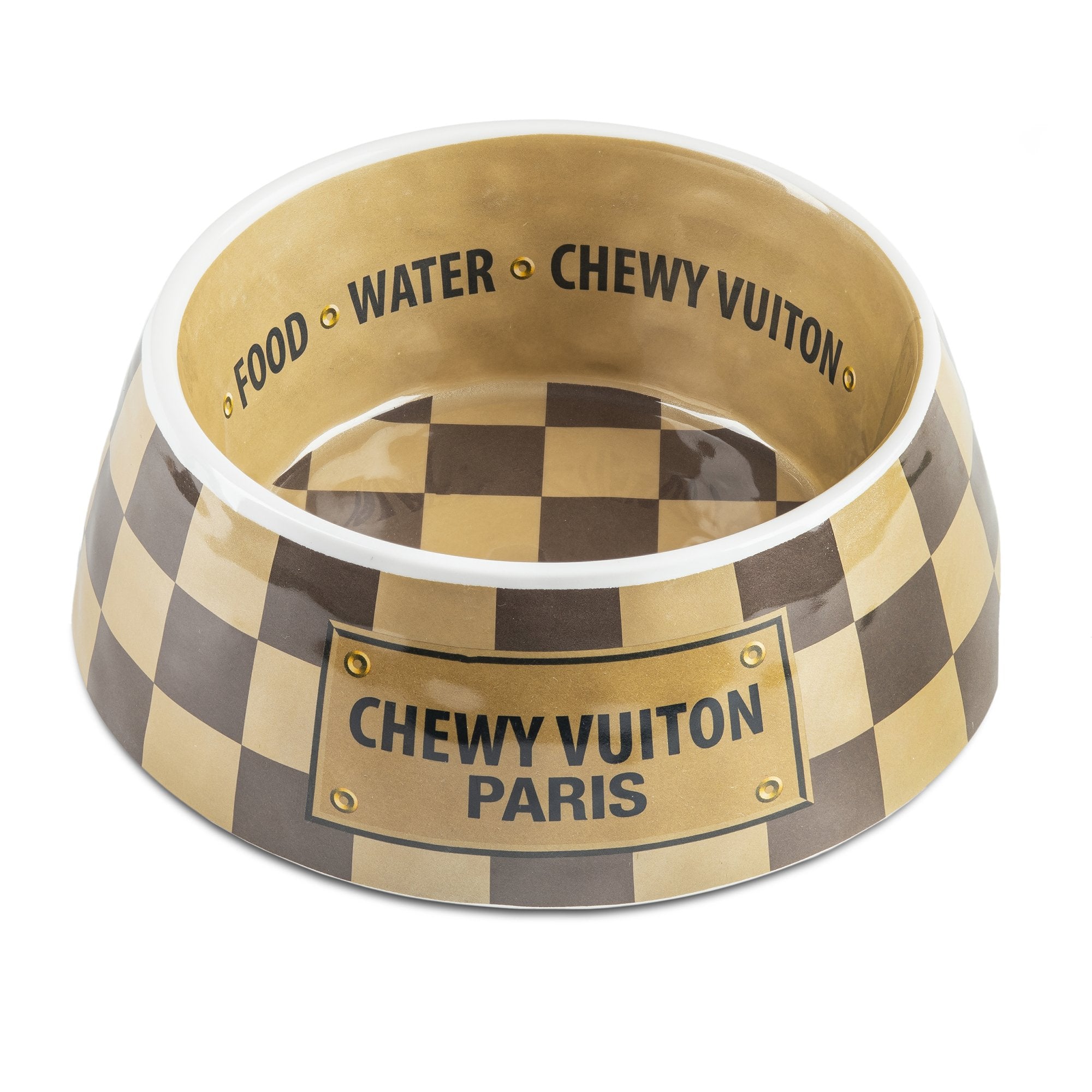 White Chewy Vuiton Bowl