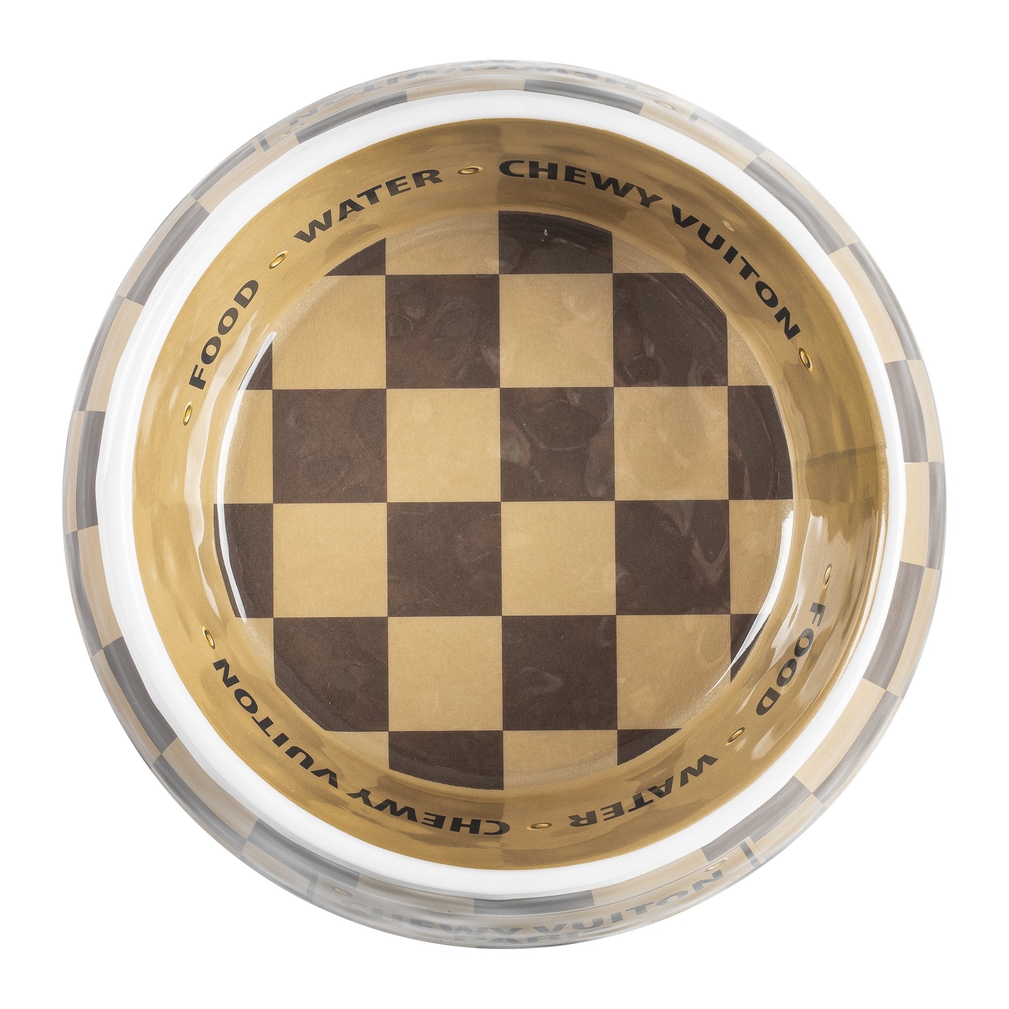 Checker Chewy Vuiton Paris Bowl Medium – Pet Empire and Supplies