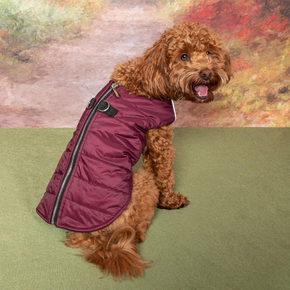 Doggie Design Zip-up Dog Puffer Vest Burgundy