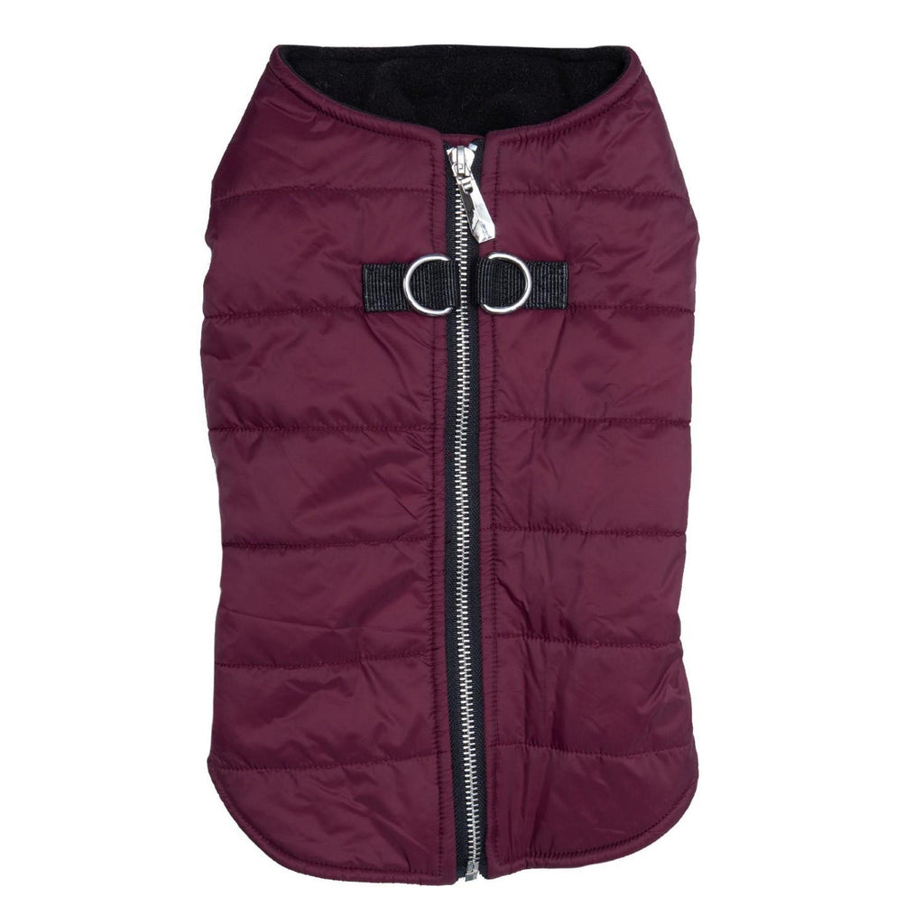 Doggie Design Zip-up Dog Puffer Vest Burgundy