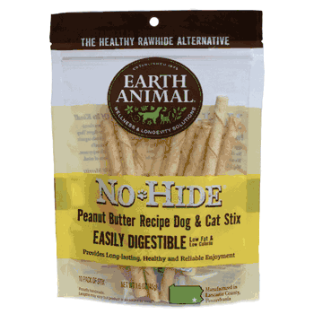 Earth Animal No-Hide Dog Stix Peanut Butter 10pk