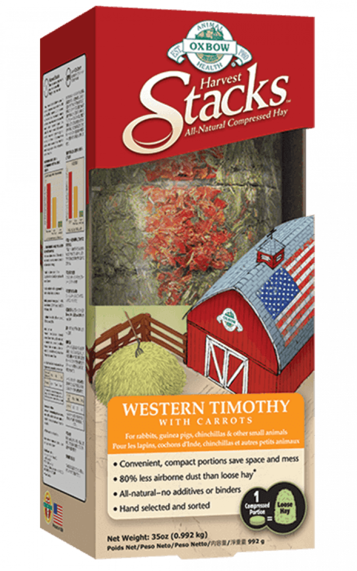 Oxbow Harvest Stacks Compressed Western Timothy Hay with Carrots Small Animal Food, 35-oz