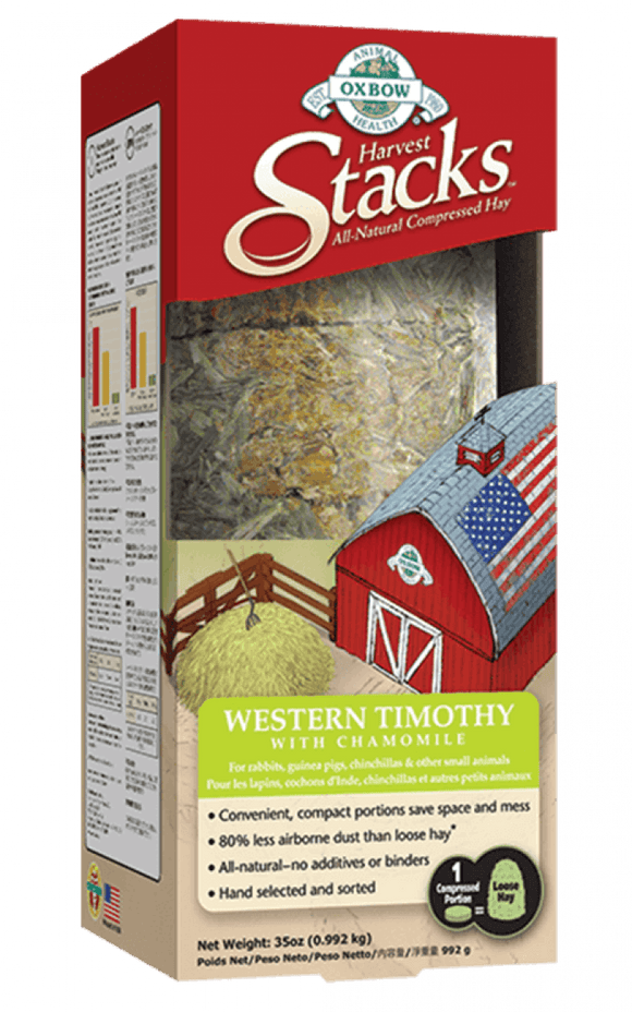 Oxbow Harvest Stacks Compressed Western Timothy Hay With Chamomile Small Animal Food, 35-oz