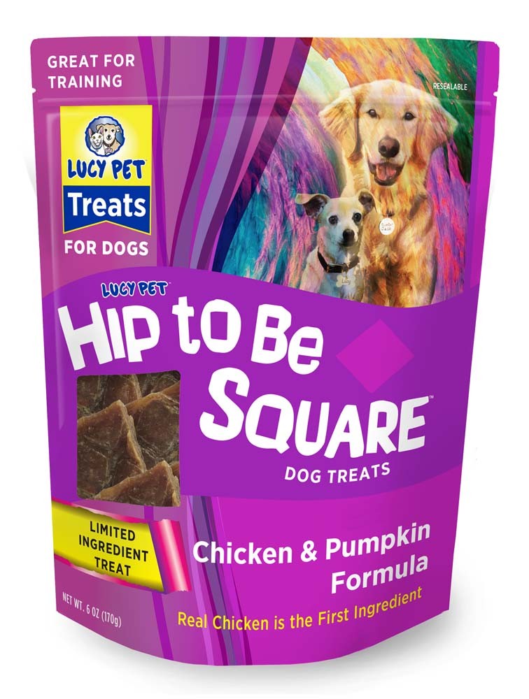 Lucy Pet Hip to Be Square Chicken and Pumpkin Dog Treats 6oz.