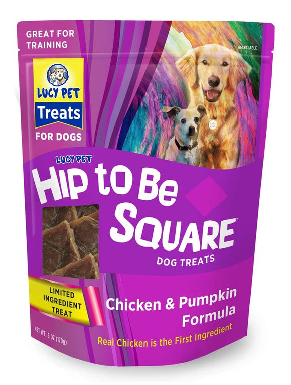 Lucy Pet Hip to Be Square Chicken and Pumpkin Dog Treats 6oz.