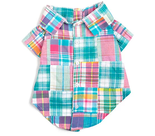 WORTHY DOG Turq Multi Patch Madras Shirt