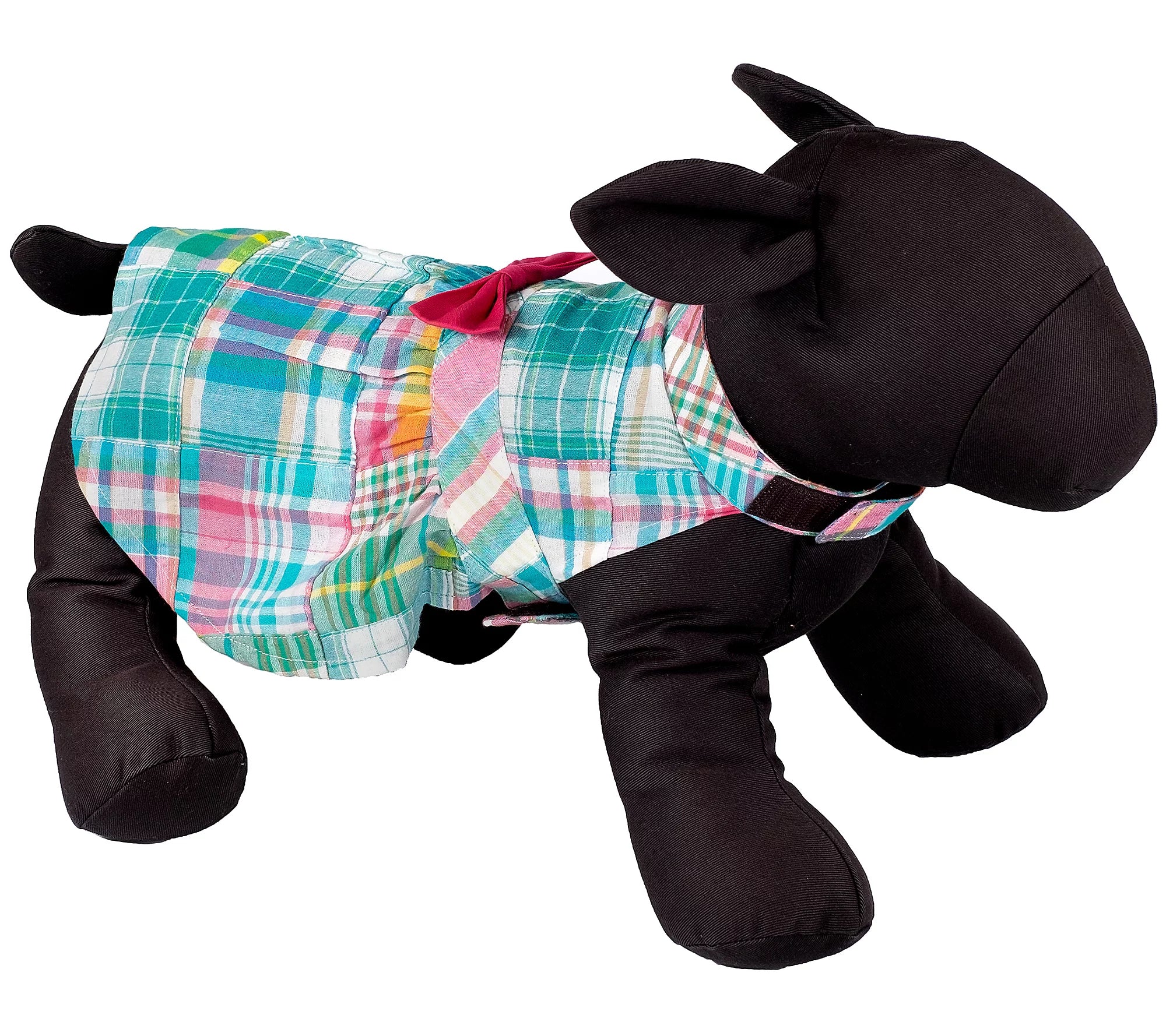 WORTHY DOG Multi Patch Madras Adjustable Pet Dress