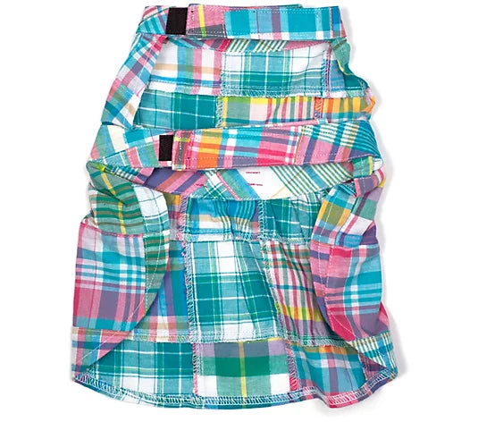 WORTHY DOG Multi Patch Madras Adjustable Pet Dress