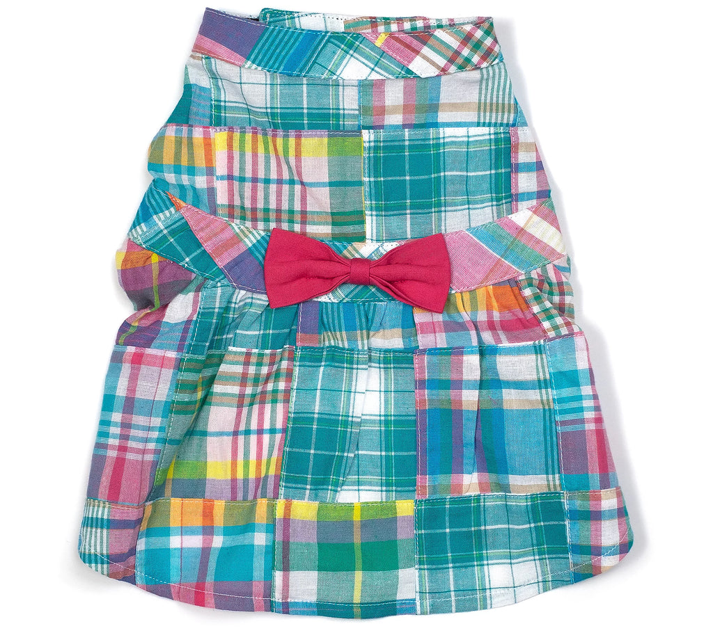 WORTHY DOG Multi Patch Madras Adjustable Pet Dress