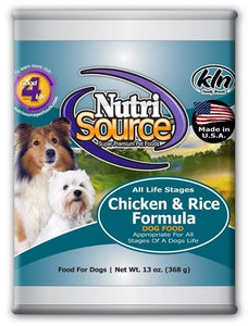 NutriSource Adult Chicken and Rice Canned Dog Food, 13-oz
