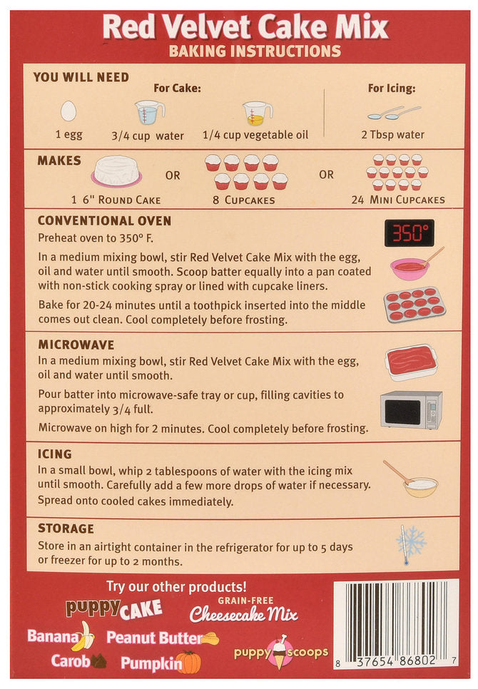 Puppy Cake Mix - Red Velvet Cake Mix and Frosting for Dogs