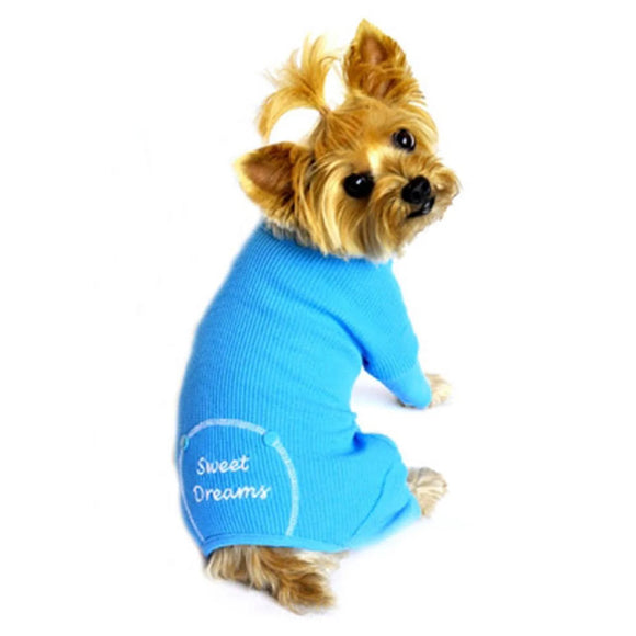 DOGGIE DESIGN - Sweet Dreams Embroidered Dog Pajamas by Doggie Design Blue