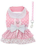 DOGGIE DESIGN - Pink Polka Dot and Lace Designer Dog Harness Dress