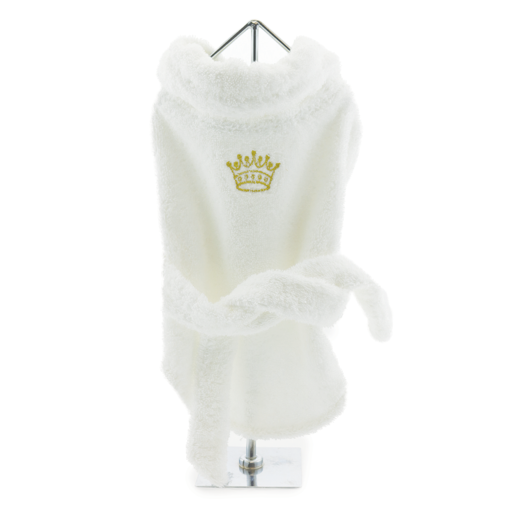 Doggie Design White Gold Crown Cotton Dog Bath Robe
