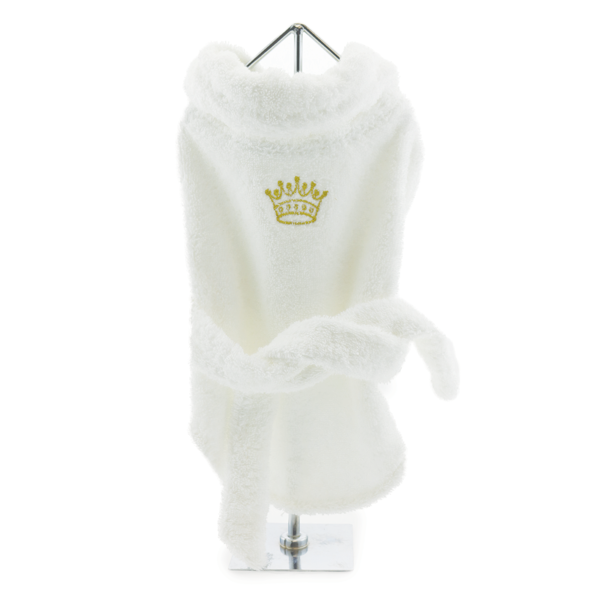 Doggie Design White Gold Crown Cotton Dog Bath Robe