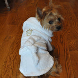 Doggie Design White Gold Crown Cotton Dog Bath Robe